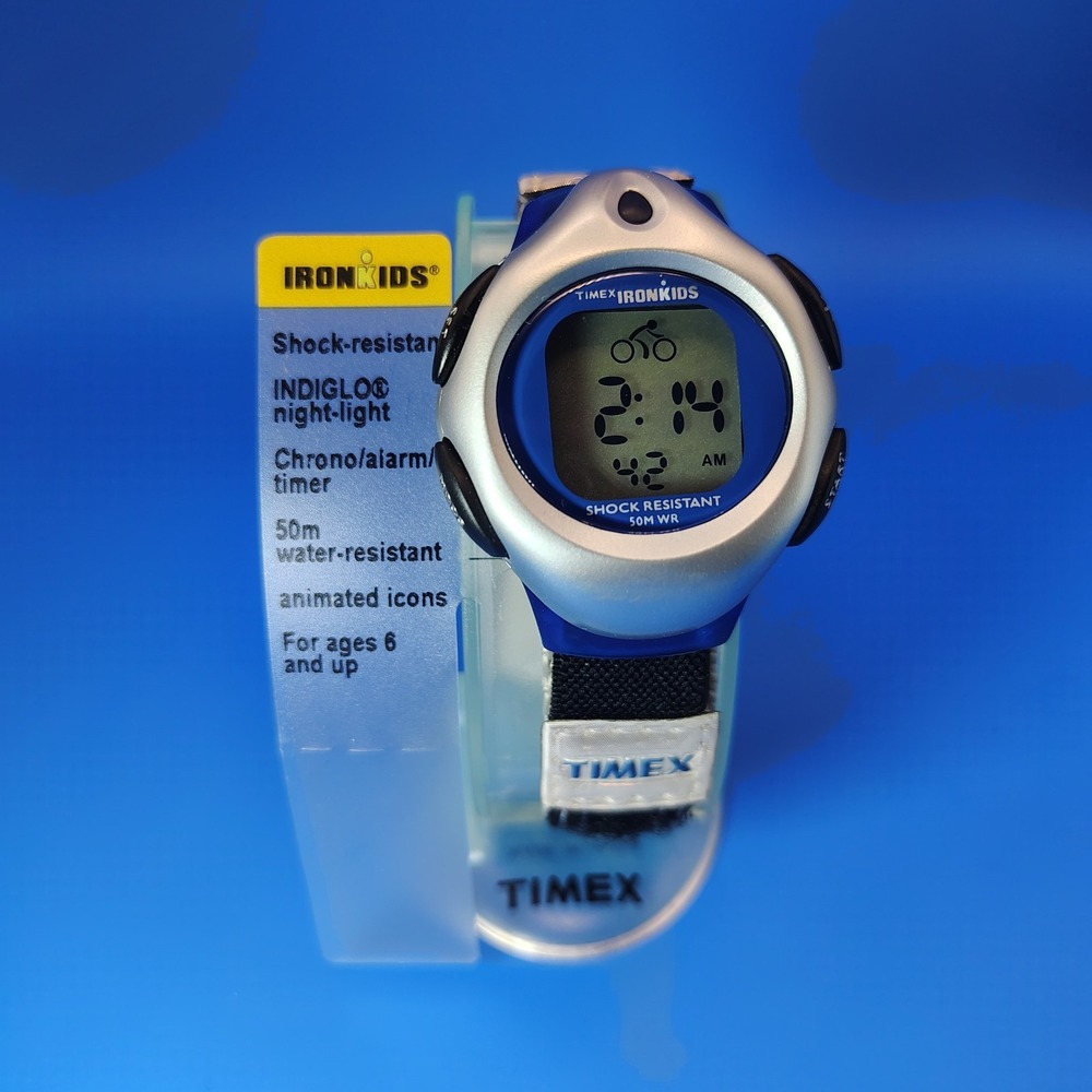 Vintage 1998 Timex Iron Kids Triathlon 43mm Watch Animated Icons New In‎ Box